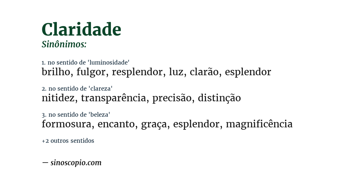 Sinônimo de claridade