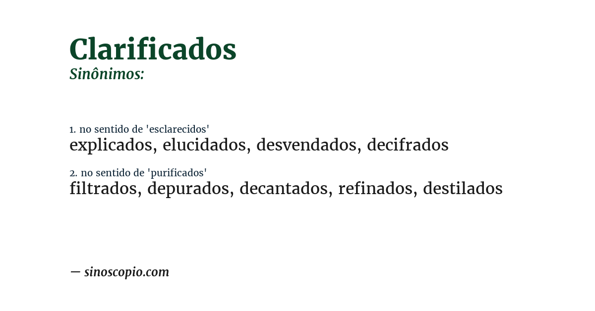 Sinônimo de clarificados