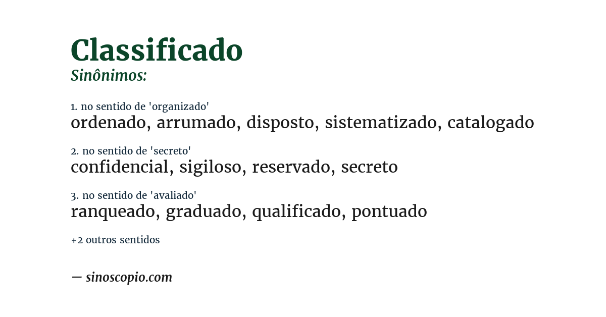 Sinônimo de classificado