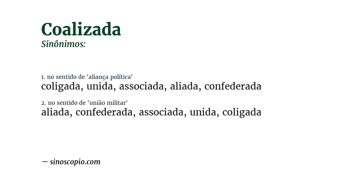 Sinônimo de coalizada
