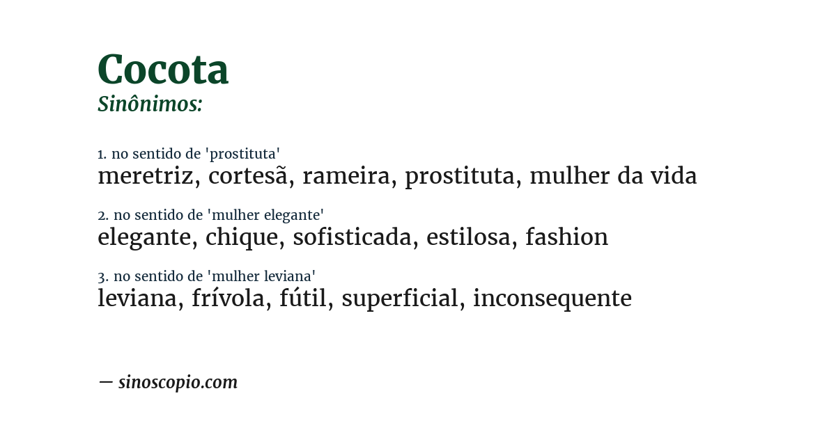 Sinônimo de cocota