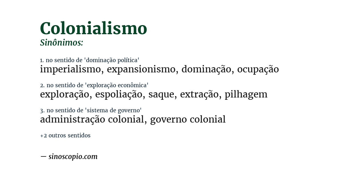Sinônimo de colonialismo