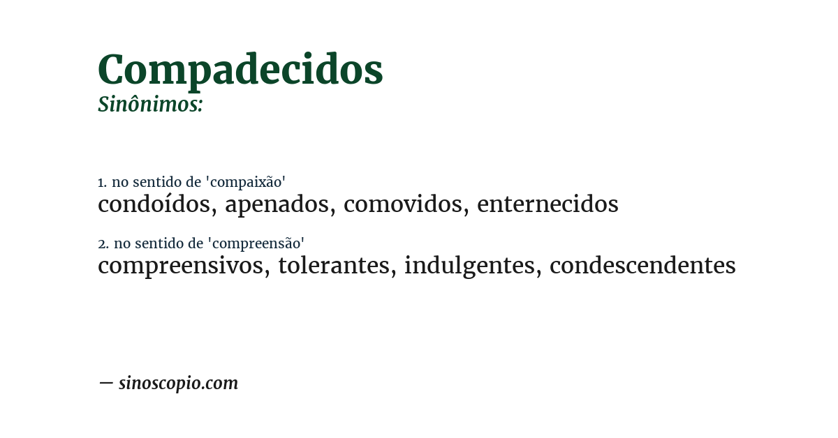 Sinônimo de compadecidos