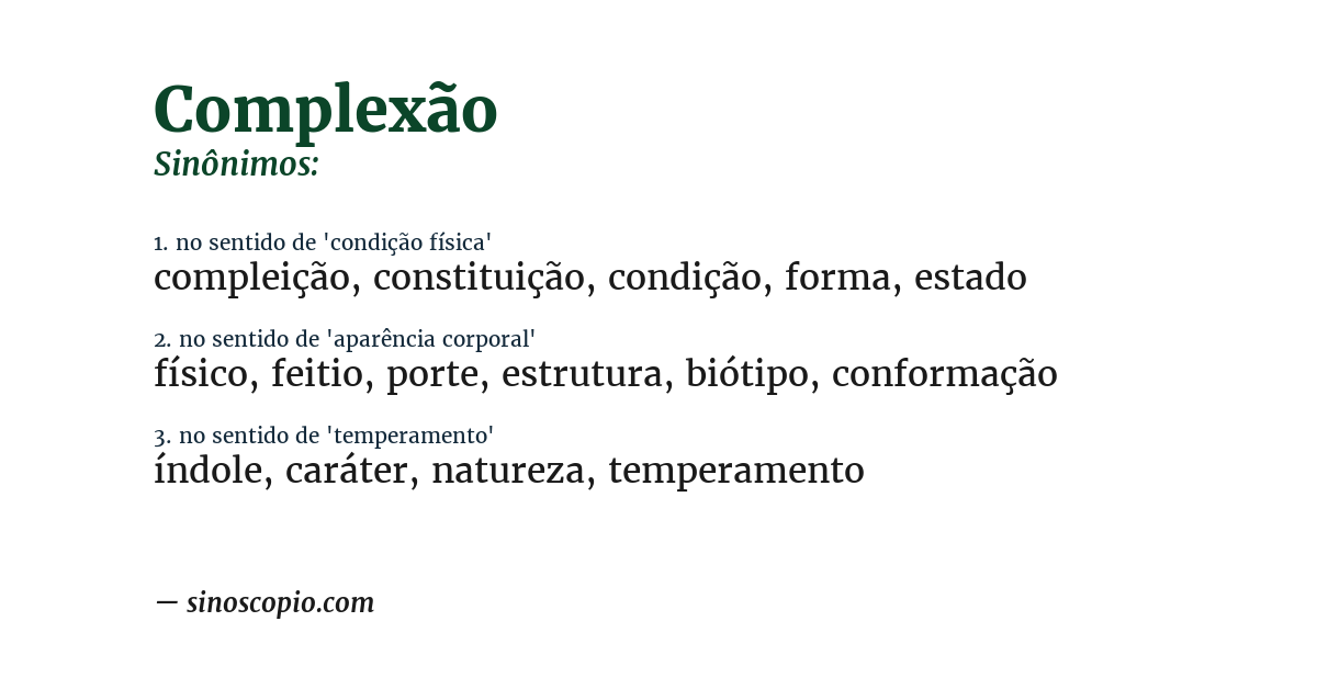 Sinônimo de complexão