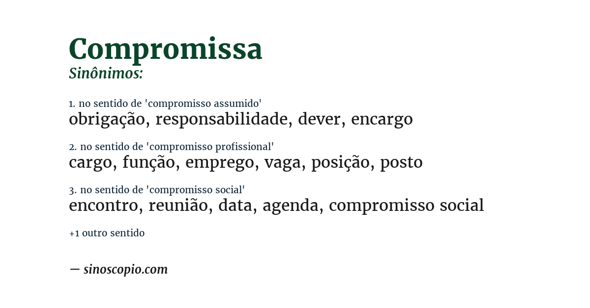 Sinônimo de compromissa