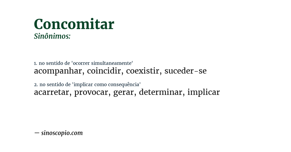 Sinônimo de concomitar
