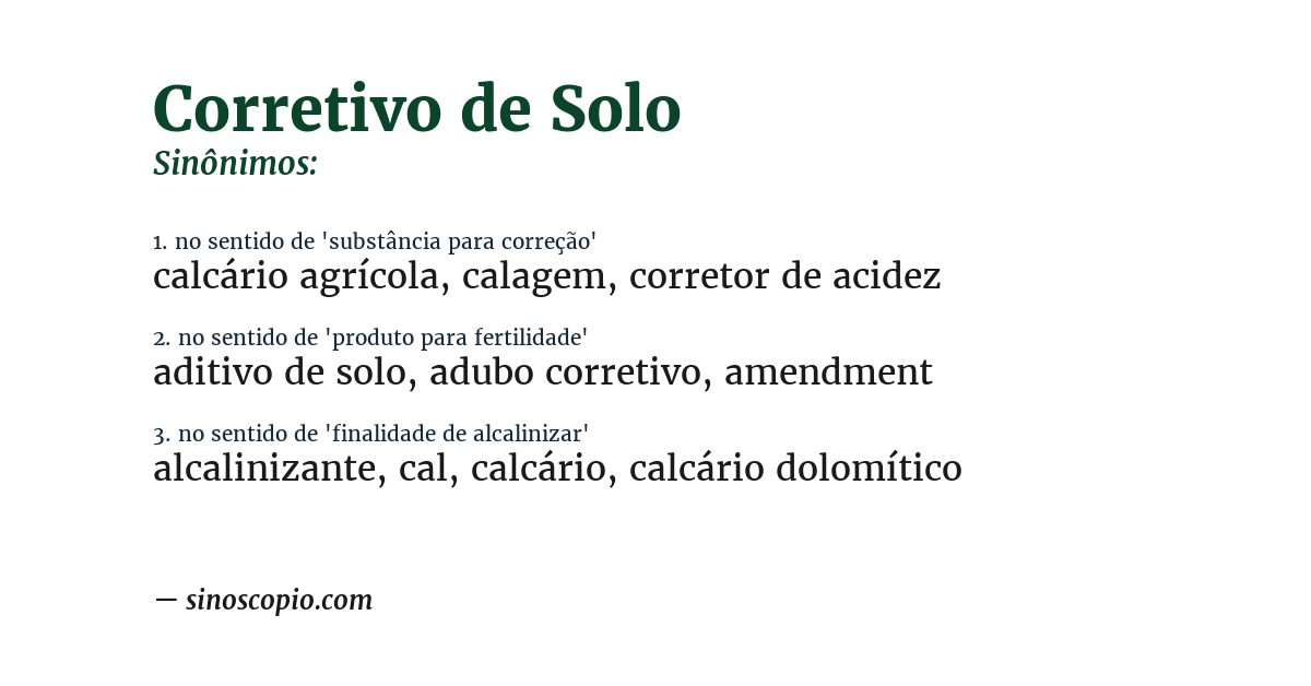 Sinônimo de corretivo de solo