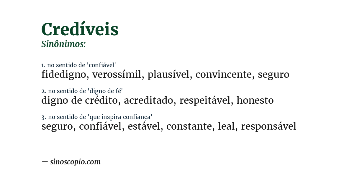 Sinônimo de credíveis