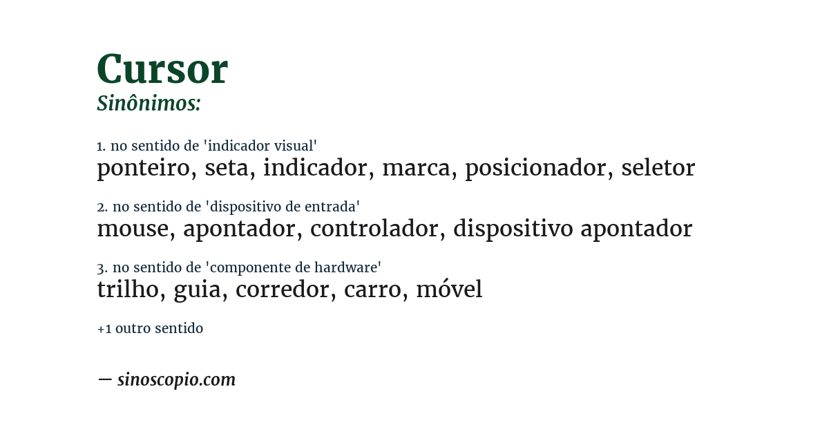 Sinônimo de cursor