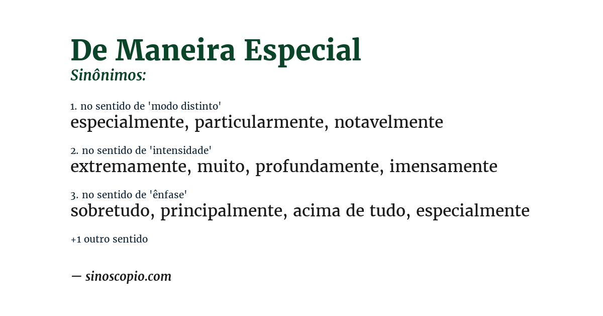 Sinônimo de de maneira especial
