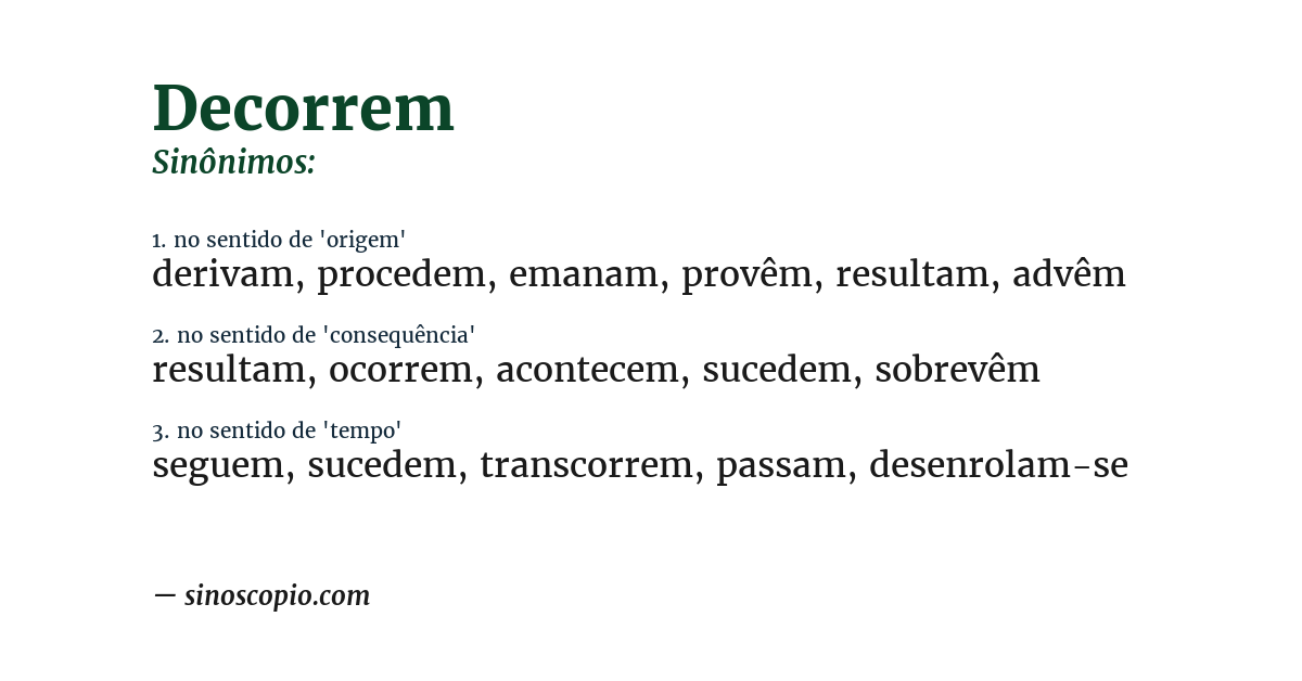 Sinônimo de decorrem