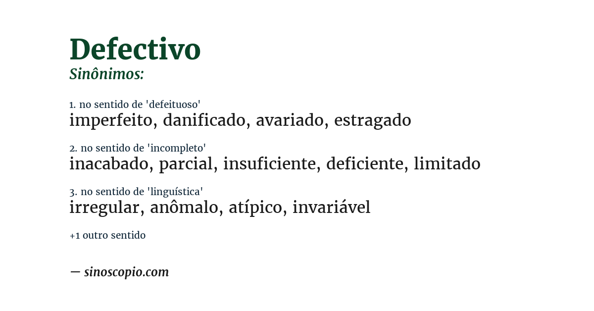 Sinônimo de defectivo