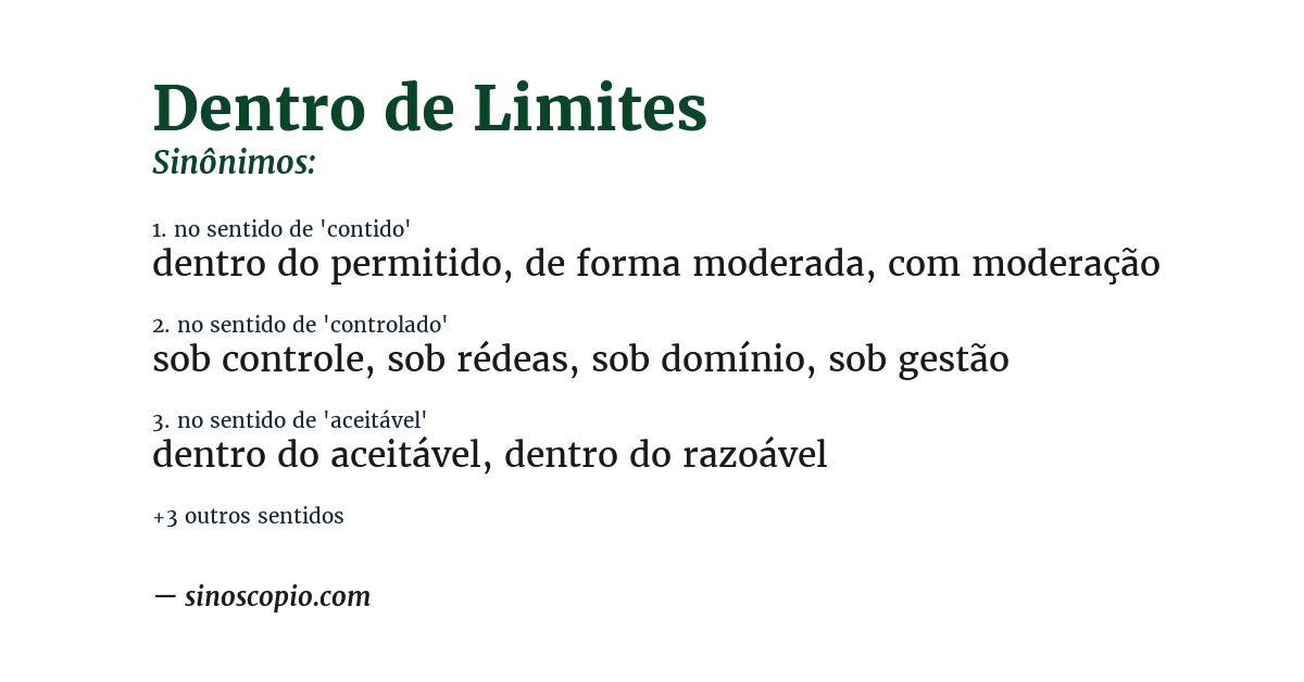 Sinônimo de dentro de limites