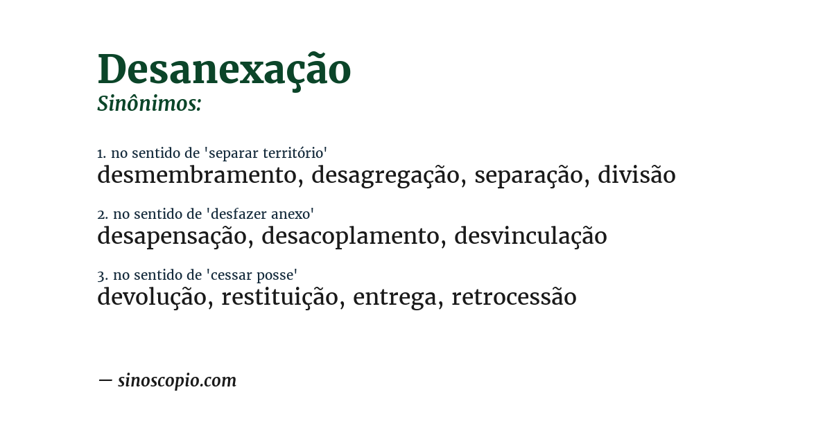 Sinônimo de desanexação