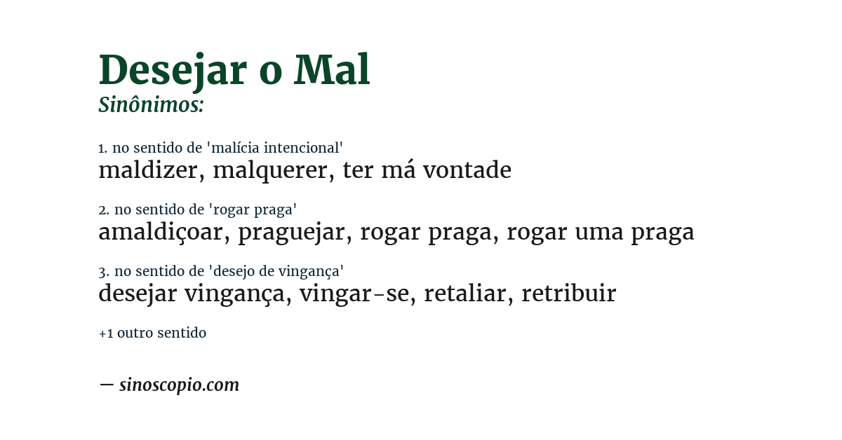 Sinônimo de desejar o mal