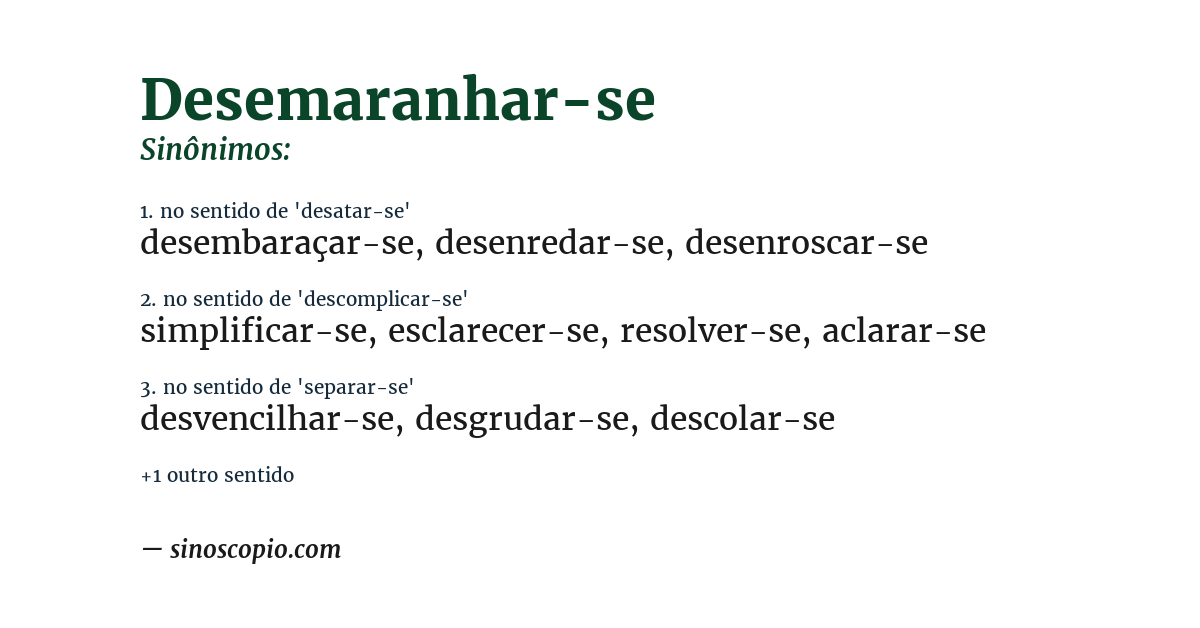 Sinônimo de desemaranhar-se
