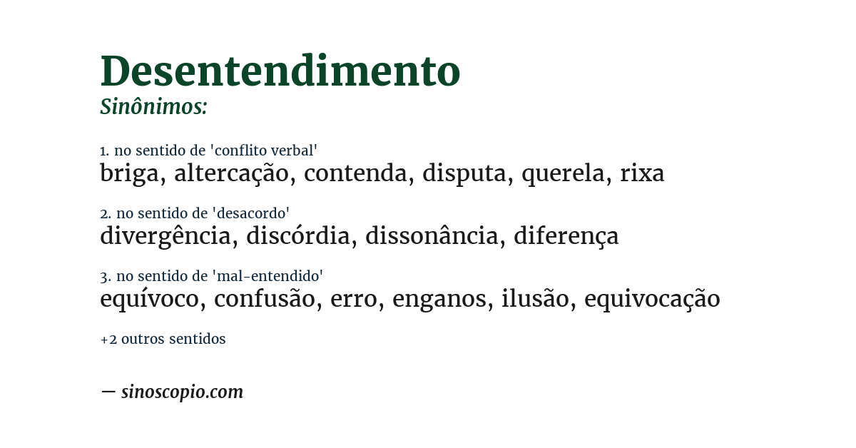 Sinônimo de desentendimento