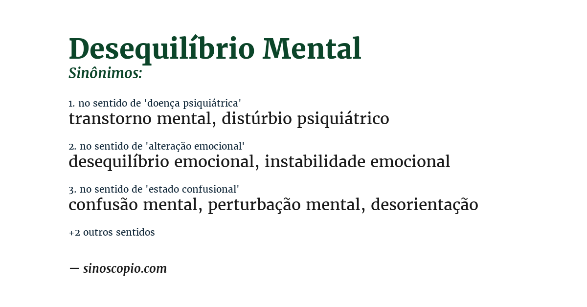 Sinônimo de desequilíbrio mental