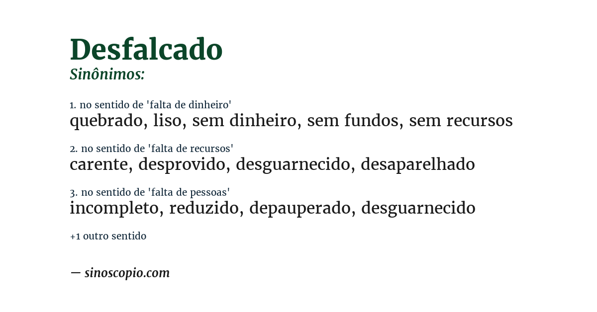 Sinônimo de desfalcado