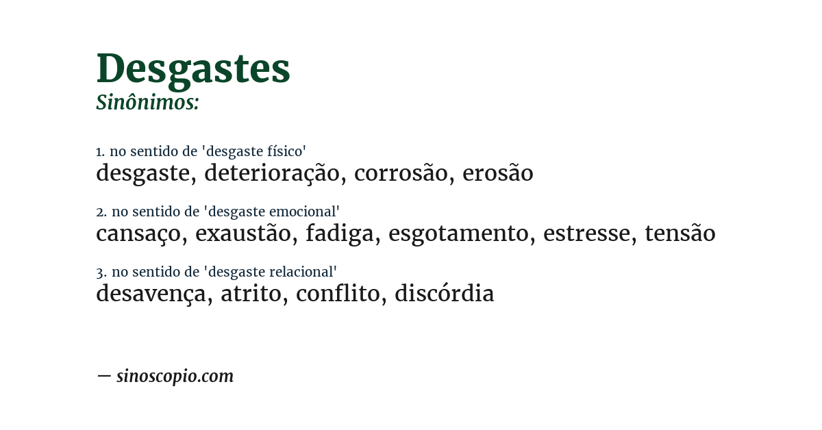Sinônimo de desgastes