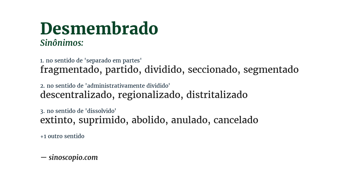 Sinônimo de desmembrado