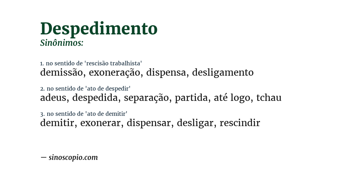 Sinônimo de despedimento
