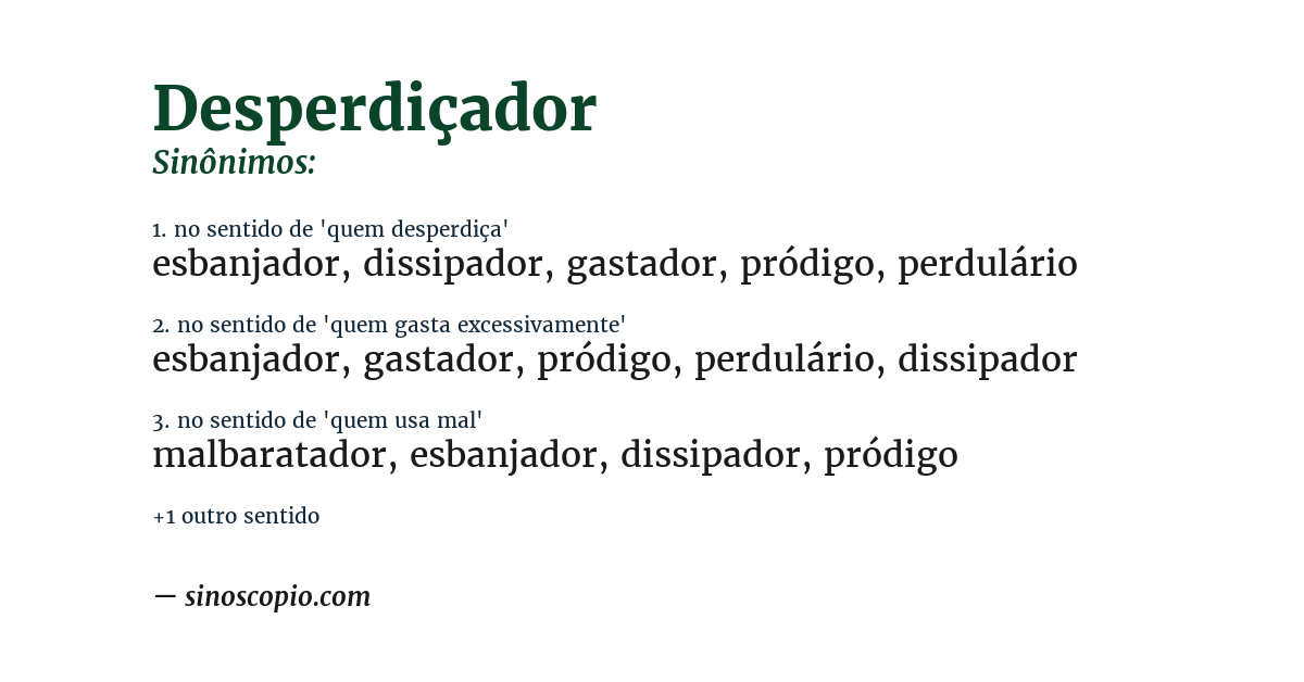 Sinônimo de desperdiçador