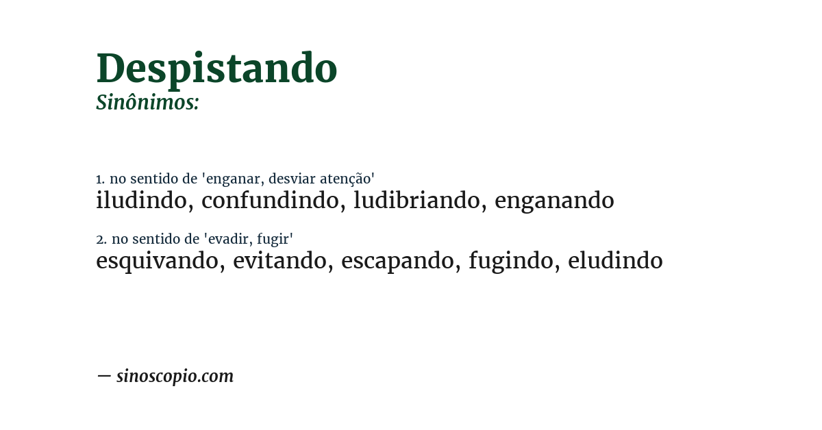 Sinônimo de despistando