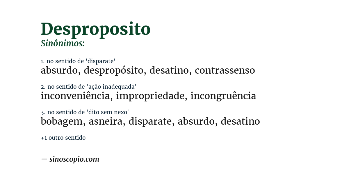 Sinônimo de desproposito