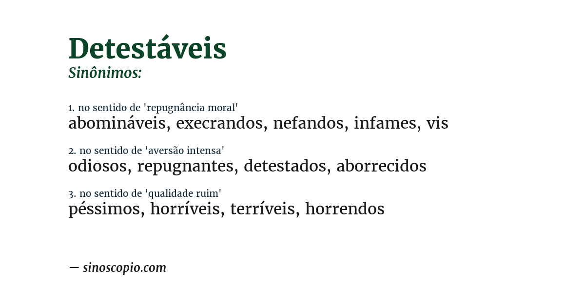 Sinônimo de detestáveis