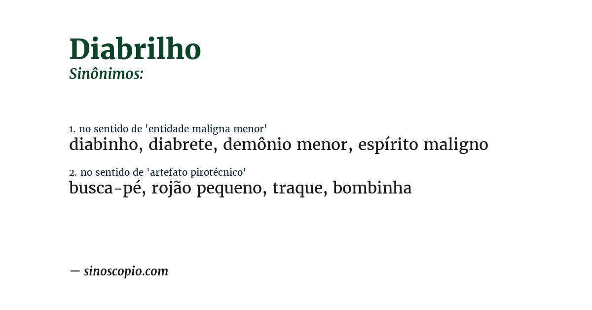 Sinônimo de diabrilho