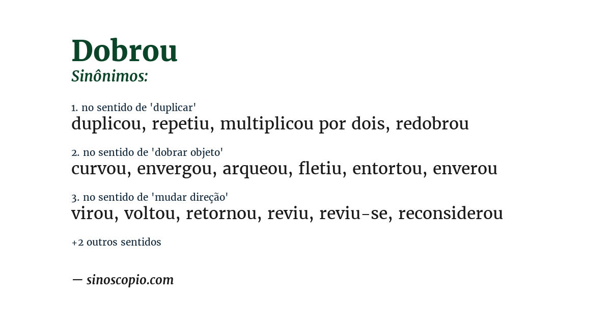 Sinônimo de dobrou