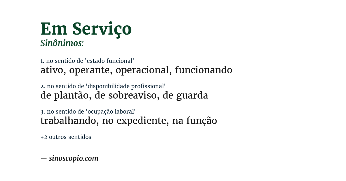 Sinônimo de em serviço