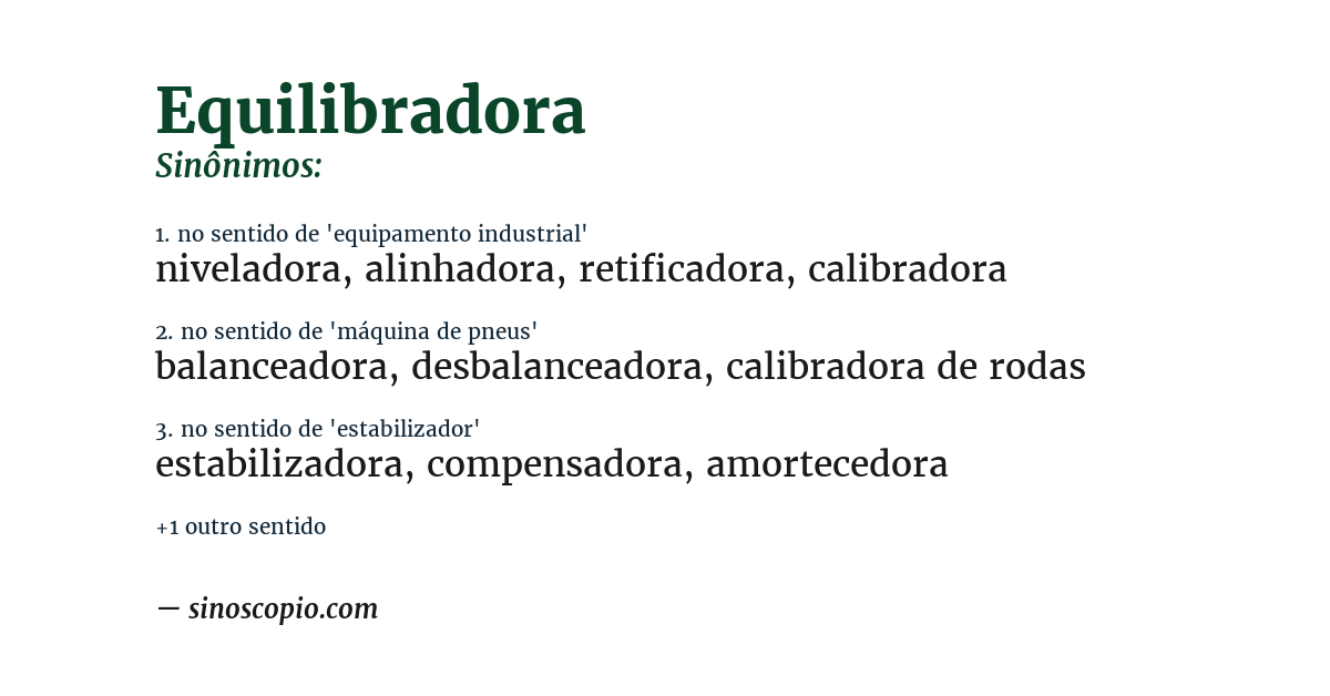 Sinônimo de equilibradora