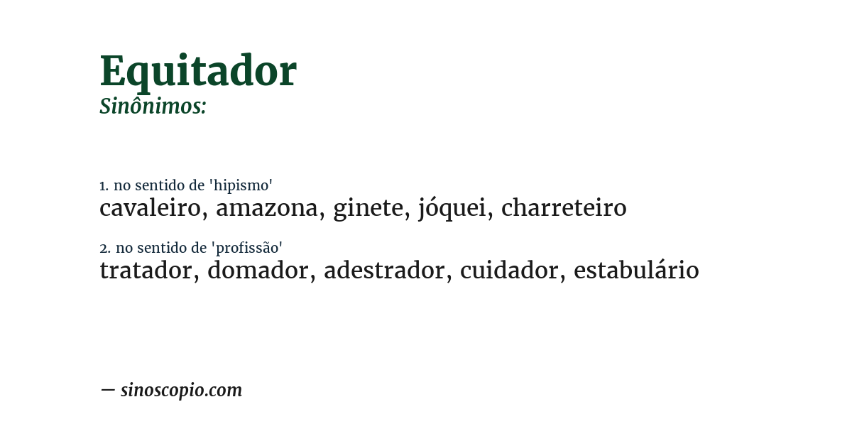 Sinônimo de equitador