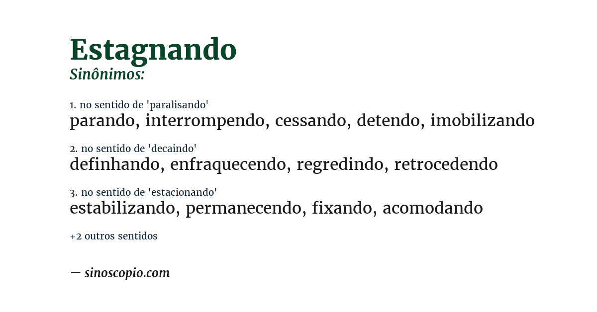 Sinônimo de estagnando