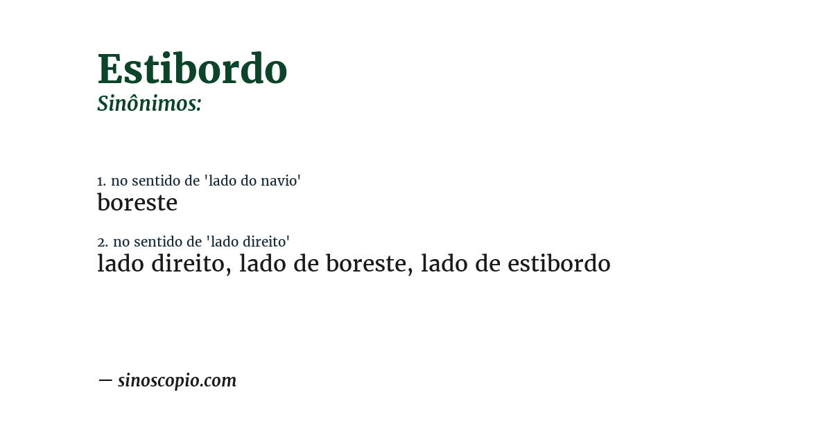 Sinônimo de estibordo