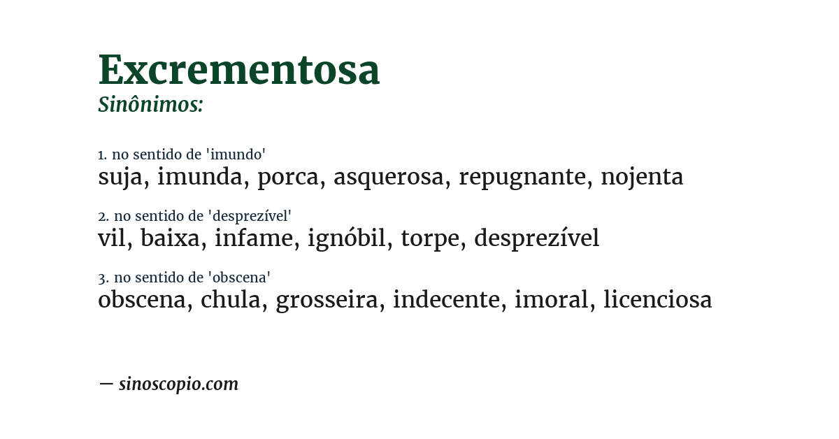Sinônimo de excrementosa