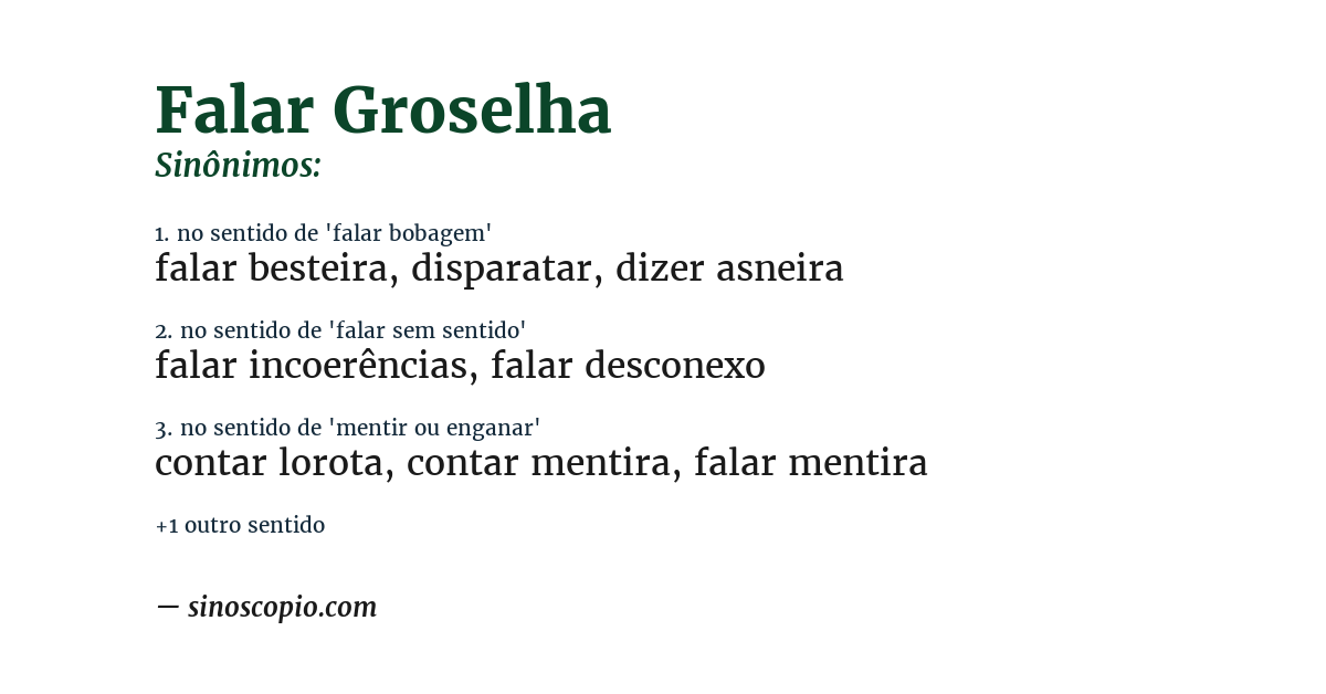 Sinônimo de falar groselha