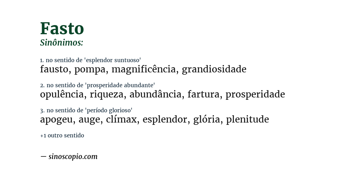 Sinônimo de fasto