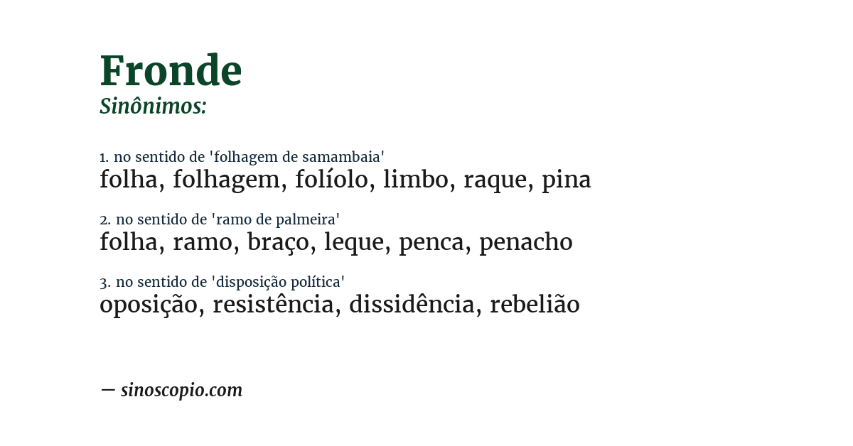 Sinônimo de fronde