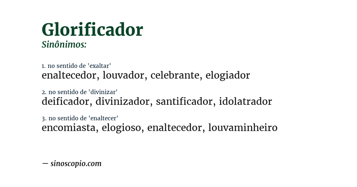 Sinônimo de glorificador