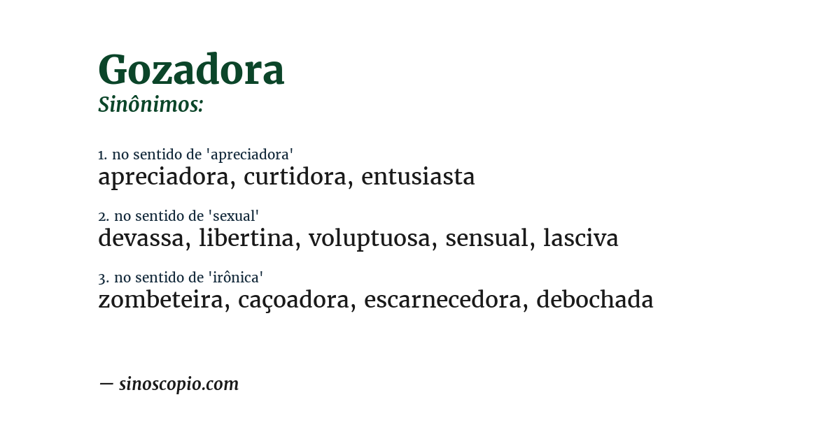 Sinônimo de gozadora