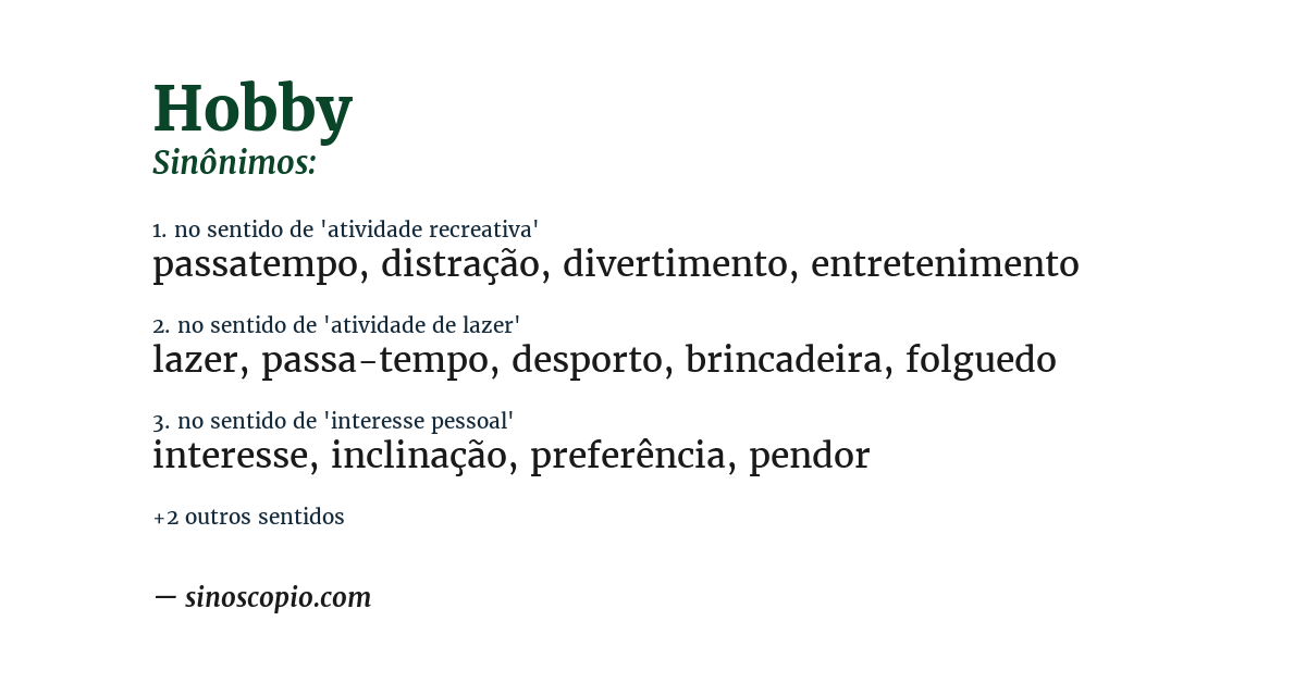 Sinônimo de hobby
