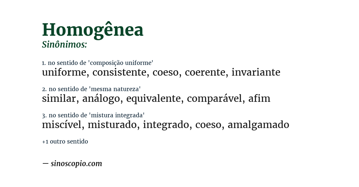 Sinônimo de homogênea