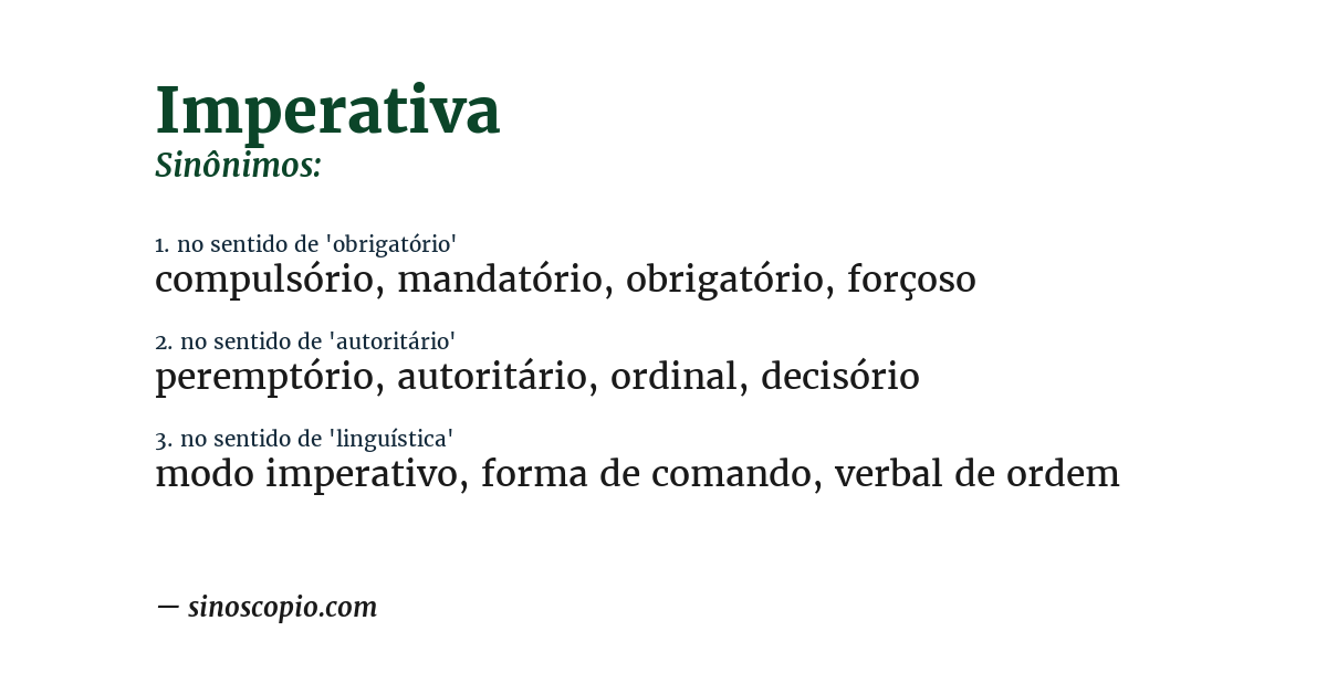 Sinônimo de imperativa