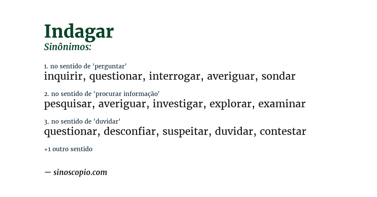 Sinônimo de indagar