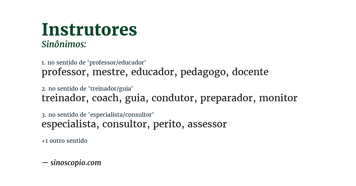 Sinônimo de instrutores