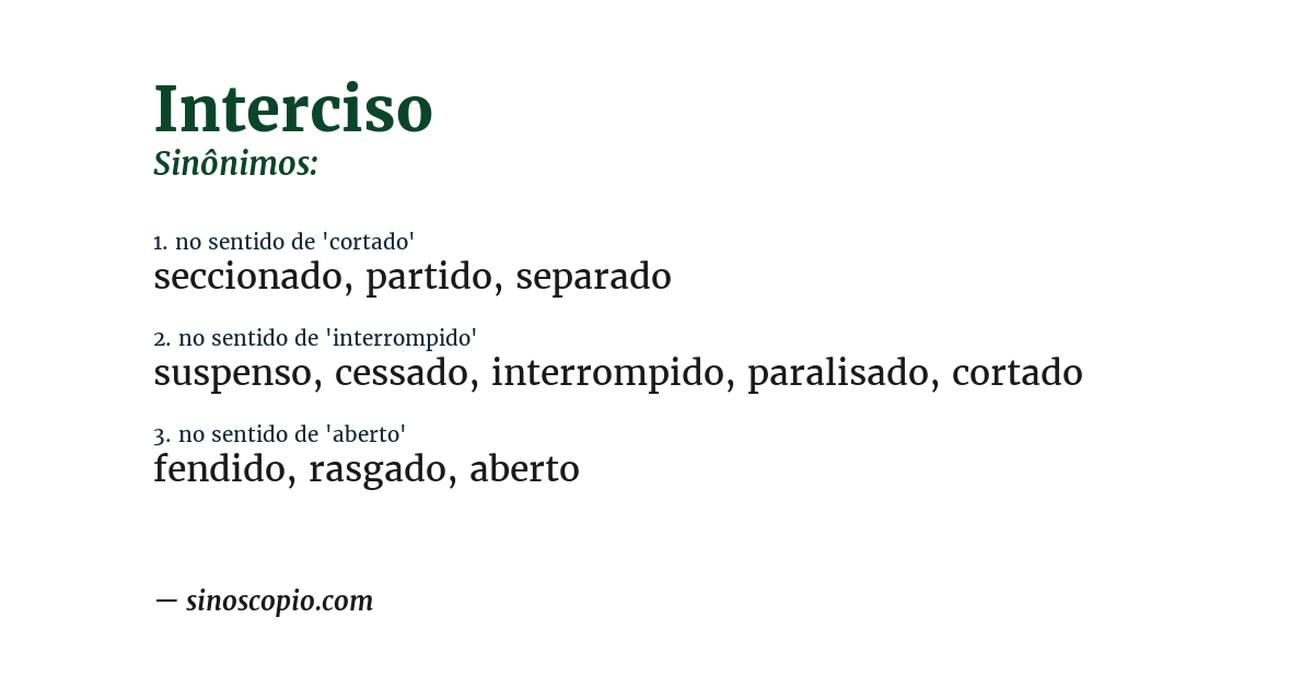 Sinônimo de interciso