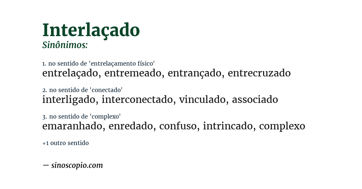 Sinônimo de interlaçado